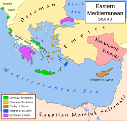 Karamaniyah beylik dan negara bagian Mediterania timur lainnya pada tahun 1450