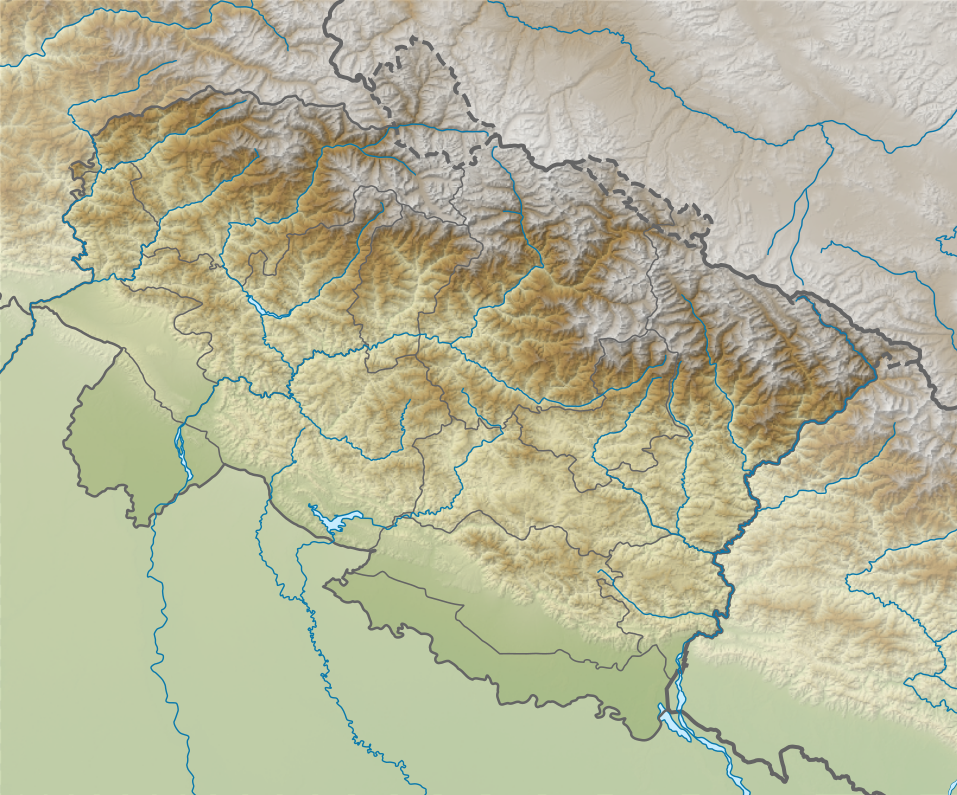 India Uttarakhand relief map