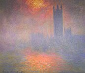 Londonski parlament. Sonce sveti skozi meglo, 1904, Musée d'Orsay