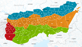 Carte des Alpes orientales avec les Karavanke en 59.