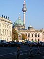 street with Humboldt university, new guard, Berliner Dom and tv tower