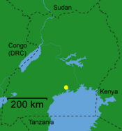 Peta Uganda menunjukkan lokasi Kampala