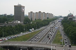 De A10 ter hoogte van de aansluiting met de Jan van Galenstraat in Amsterdam-West