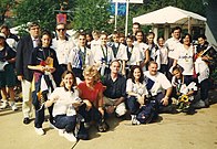 Almudena con las Niñas de Oro y el resto de la delegación española en Atlanta (1996).