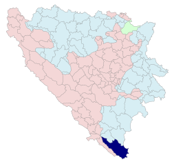 Location of Trebinje within Republic of Srpska / Bosnia and Herzegovina