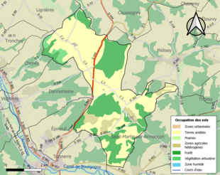 Carte en couleurs présentant l'occupation des sols.