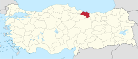 ओर्दू प्रांतचे तुर्कस्तान देशाच्या नकाशातील स्थान
