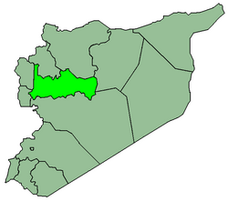 Map of Syria with Hama highlighted.