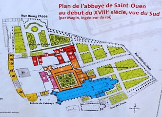 Plan de l'abbaye Saint-Ouen de Rouen (XVIIIe siècle).