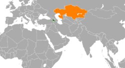 Map indicating locations of Armenia and Kazakhstan