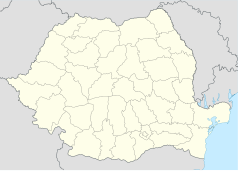 Mapa konturowa Rumunii, blisko centrum na lewo znajduje się punkt z opisem „Alba Iulia”