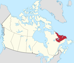 Mapa do Canadá com a região de Labrador destacada