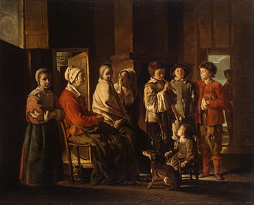 La Visite à la grand-mère (~1645-1650), Saint-Pétersbourg, musée de l'Ermitage.