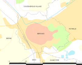 Mapa obce Bergues