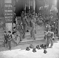 Image 22British soldiers remove their shoes at the entrance of Shwedagon Pagoda. To the left, a sign reads "Foot wearing is strictly prohibited" in Burmese, English, Tamil, and Urdu. (from Culture of Myanmar)