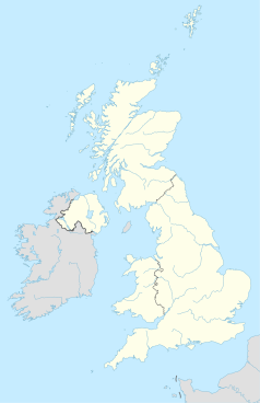 Mapa konturowa Wielkiej Brytanii, blisko prawej krawiędzi na dole znajduje się punkt z opisem „Canterbury”