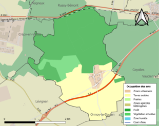 Carte en couleurs présentant l'occupation des sols.