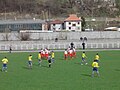 Footballers of FK Polimlje celebrating a goal.