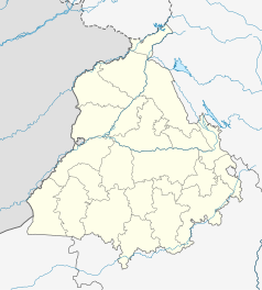 Mapa konturowa Pendżabu, na dole po prawej znajduje się punkt z opisem „Patiala”