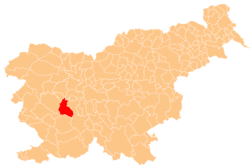 Localização do município de Logatec na Eslovênia