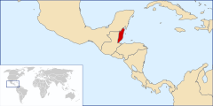 Brittiska Honduras läge i Centralamerika