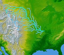 Mapa do Missouri e principais afluentes.