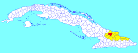 Kota praja Holguín (merah) di Provinsi Holguín (kuning) dan Kuba