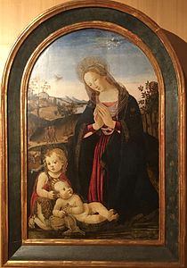 Maestro di Marradi, Madonna con bambino e San Giovannino, olio su tavola, inizio XVI secolo, Pinacoteca di San Francesco, Museo della Città - Patrimonio del Fondo Edifici di Culto – Ministero dell’Interno