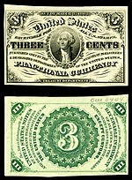 Three-cent third-issue fractional note