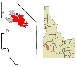 Location in Ada Coonty an the state o Idaho
