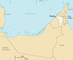 Location of Sharjah in the UAE