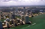 Flygbild över centrala Miami.