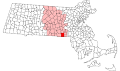 ウースター郡内の位置（赤）