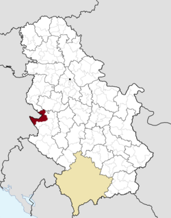 Location of the municipality of Bajina Bašta within Serbia