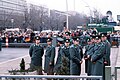 Police Officers of the East German Volkspolizei wait for the official opening of the Brandenburg Gate december 22nd 1989