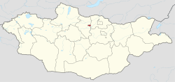 Kaart van Mongolië met Orhon in het rood