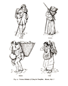 Tipos de acarreo entre el pueblo nativo americano, según dibujo de Clark Wissler en 1915.