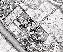 Parc du château de Bercy sur plan Roussel de 1731.