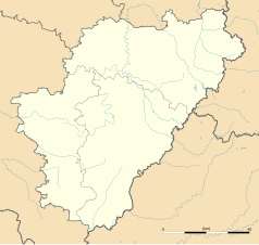 Mapa konturowa Charente, blisko centrum u góry znajduje się punkt z opisem „Coulgens”