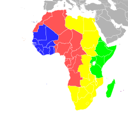 Karta över Afrikas tidszoner.