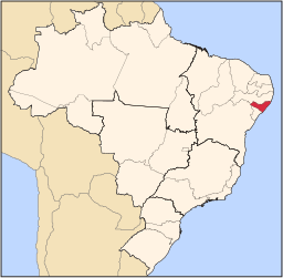 Karta över Brasilien med Alagoas markerat.