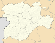 Mapa konturowa Kastylii i Leónu, blisko centrum na prawo znajduje się punkt z opisem „Milagros”