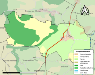 Carte en couleurs présentant l'occupation des sols.