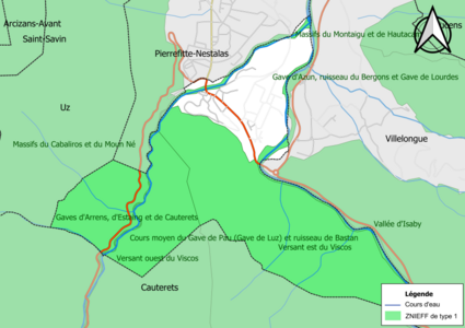 Carte des ZNIEFF de type 1 sur la commune.