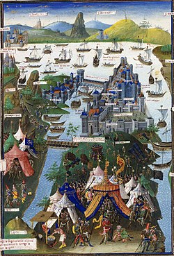 Jean Le Tavernier: Le siège de Constantinople, az ostromot követő korabeli miniatúra