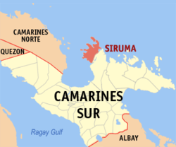 Map of Camarines Sur with Siruma highlighted