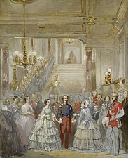 Réception officielle de la reine Victoria par Napoléon III au château de Saint-Cloud en 1855.