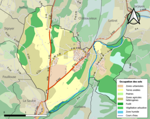 Carte en couleurs présentant l'occupation des sols.