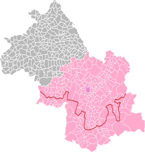 Arrondissement Grenoble na mapě departementu Isère