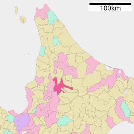 Situering van Asahikawa in de prefectuur Hokkaido